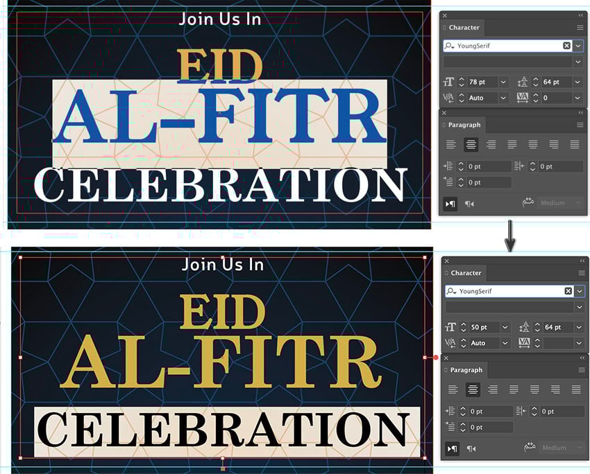 how to add text font style font size and leading tracking color