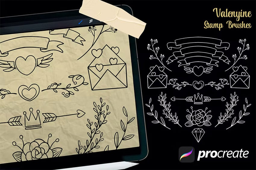Valentine Stamp Brush for Procreate on envato elements