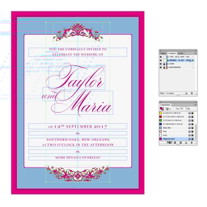 magenta spot applied