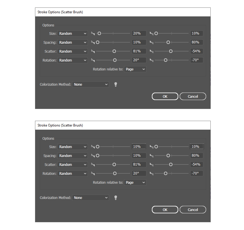 Sprinkles scatter brush settings