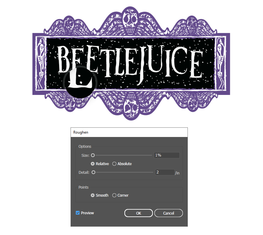 How to distort Beetlejuice text