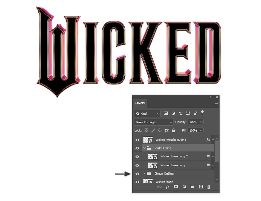 How to duplicate Wicked green outline