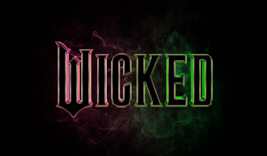 Wicked movie text effect logo final image duotone version