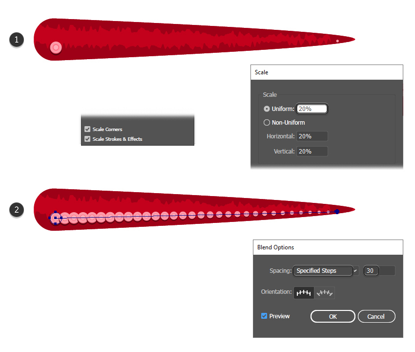 how to blend the sucker shapes on the tentacle brush