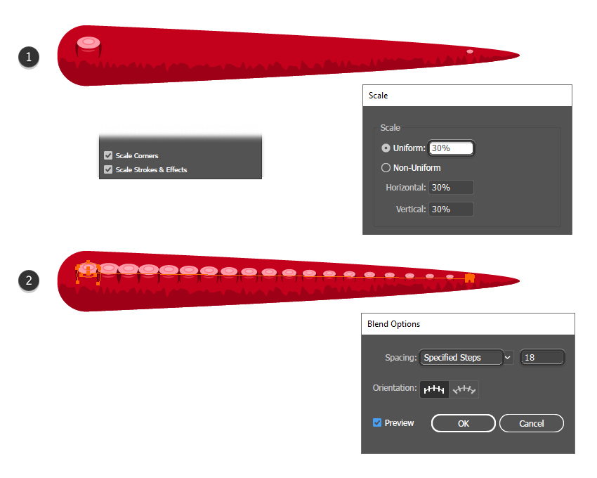 how to blend the side sucker shapes on the tentacle