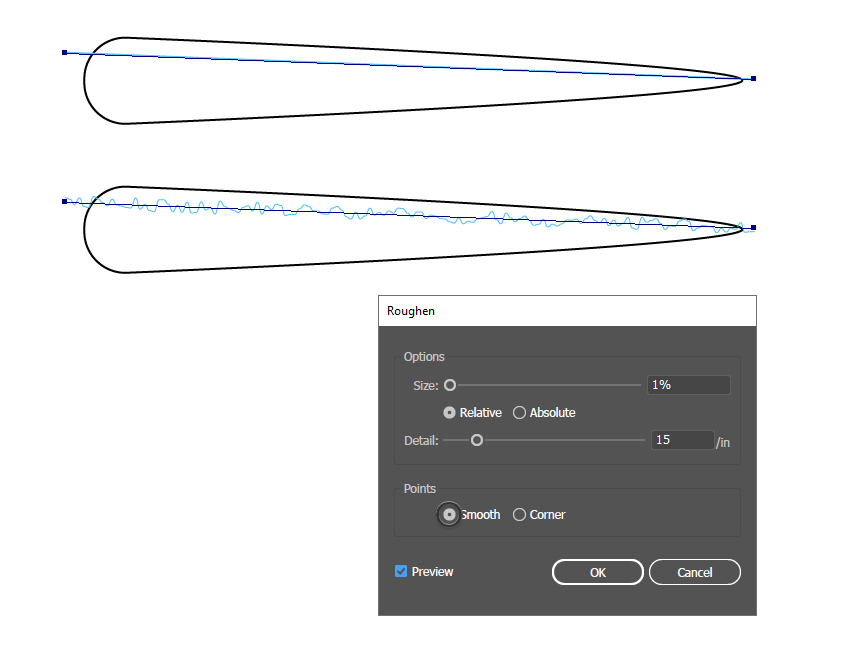 how to create a zig zag path on the tentacle brush