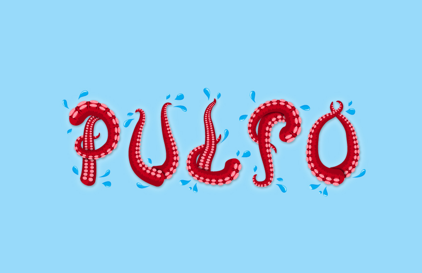 final image of tentacle Illustrator brushes and tentacles text effect 