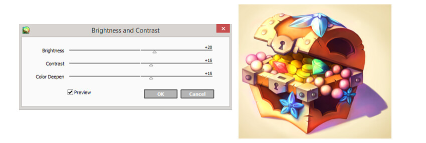 Adjusting brightness and contrast