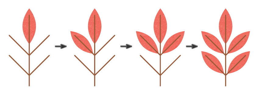 how to create the coral leaf branch