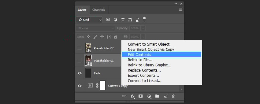 Opening the placeholder layer