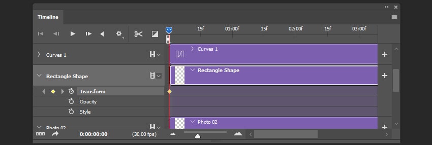 Creating the first keyframe of the shape animation