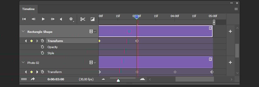 Creating the keyframe for the shape layer