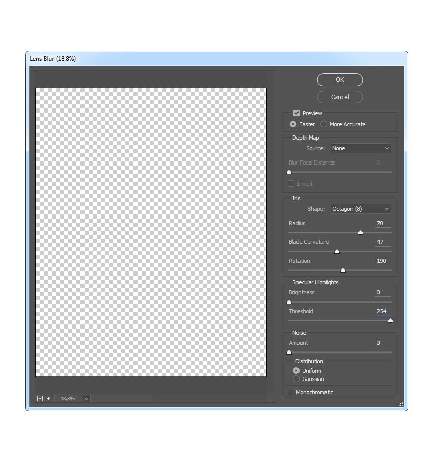 Adding lens blur filter