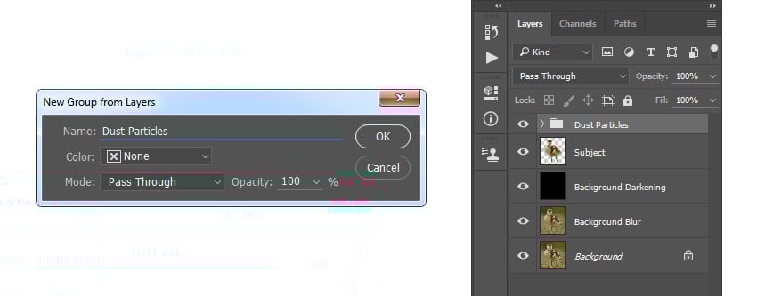 Creating new group from layers
