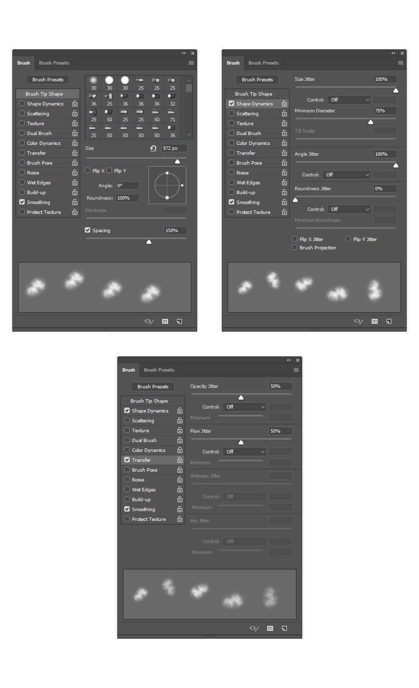 adjusting brush settings