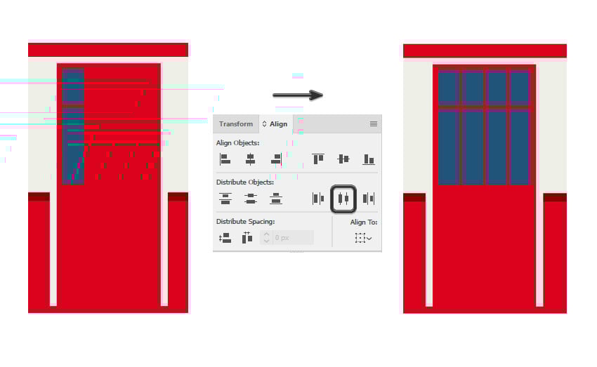Align the windows of the door