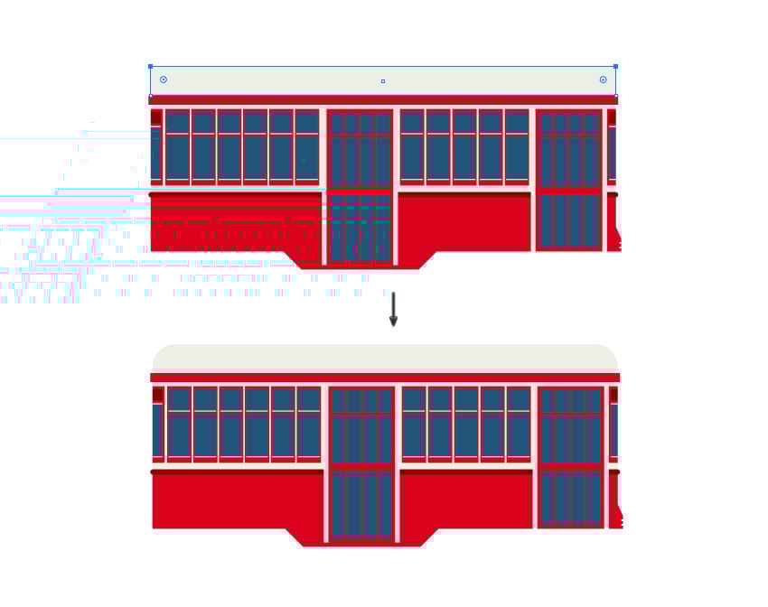 Add a rectangle for the top of the tram