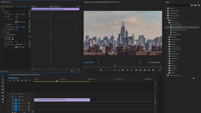 Where is effects in Premiere Pro
