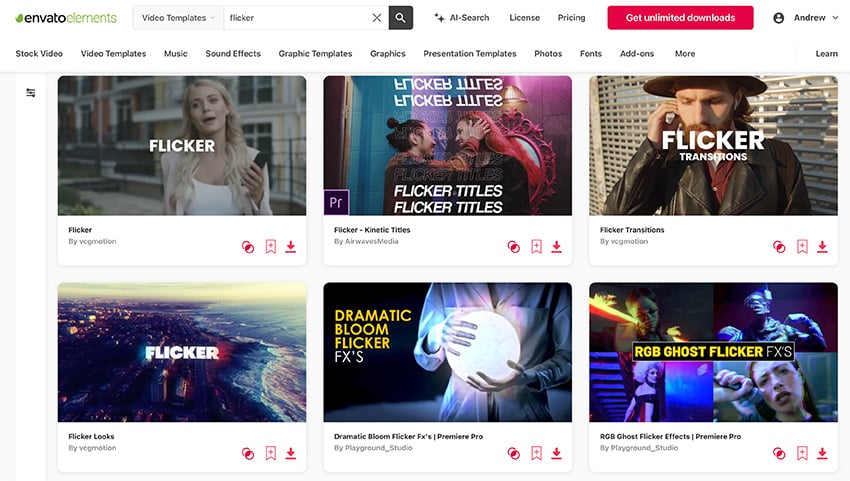 Elements flicker effect