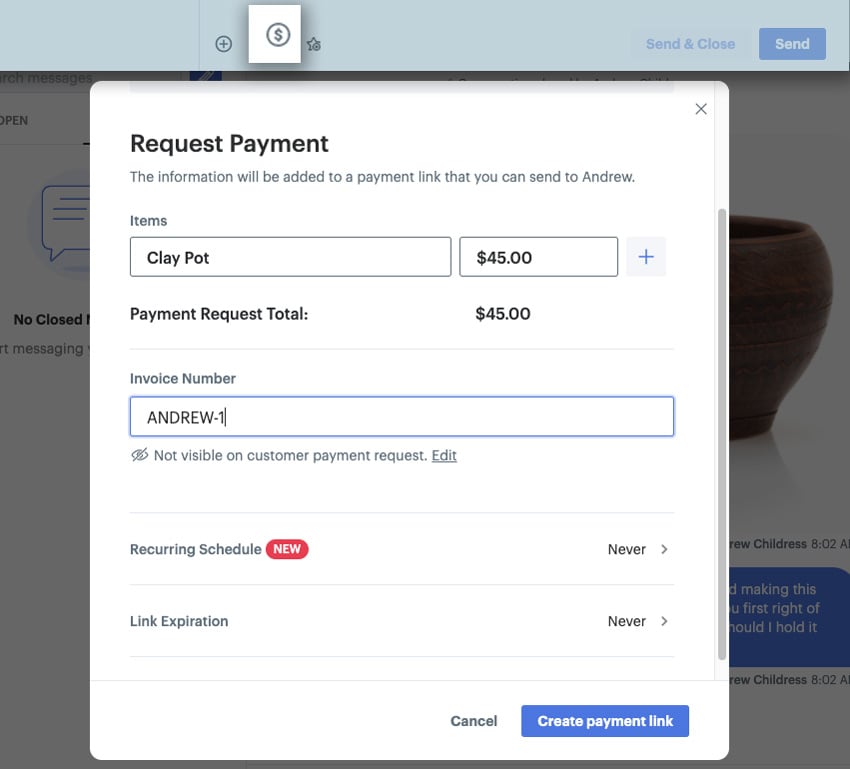 Create payment link SMS podium