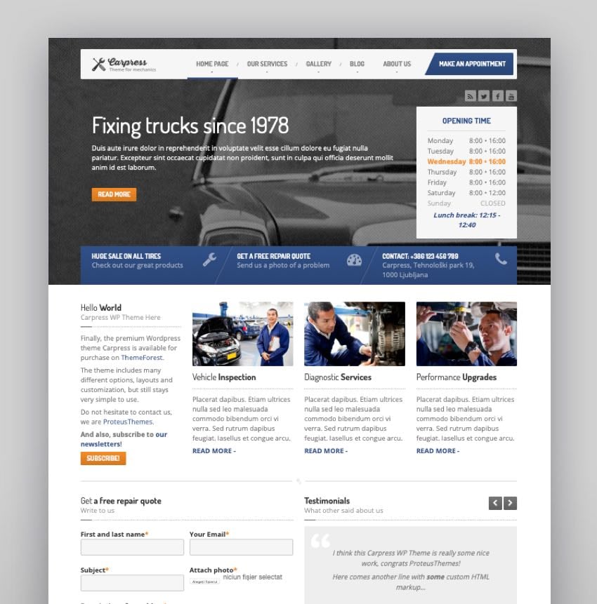 CarPress - WordPress Theme For Mechanic Workshops