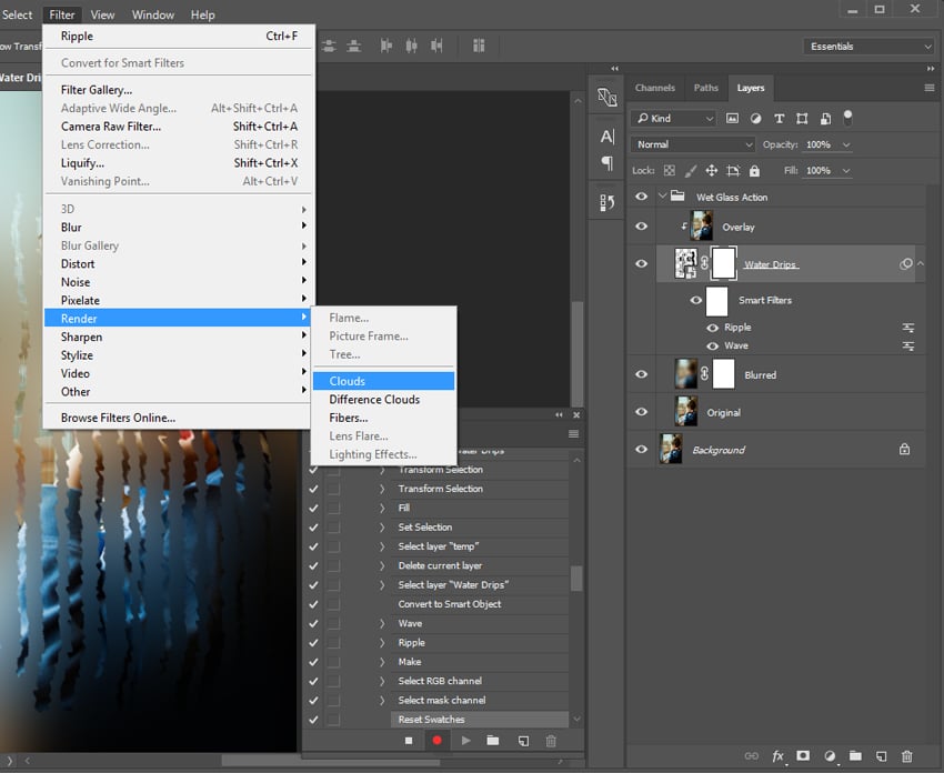 Adding Clouds to Water Drips layer mask