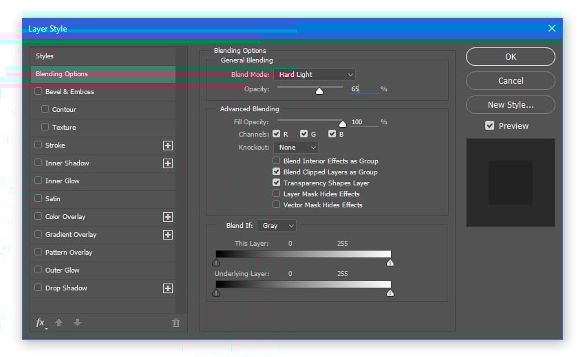 Adjust Blending Mode and Opacity of the Wet Glass image