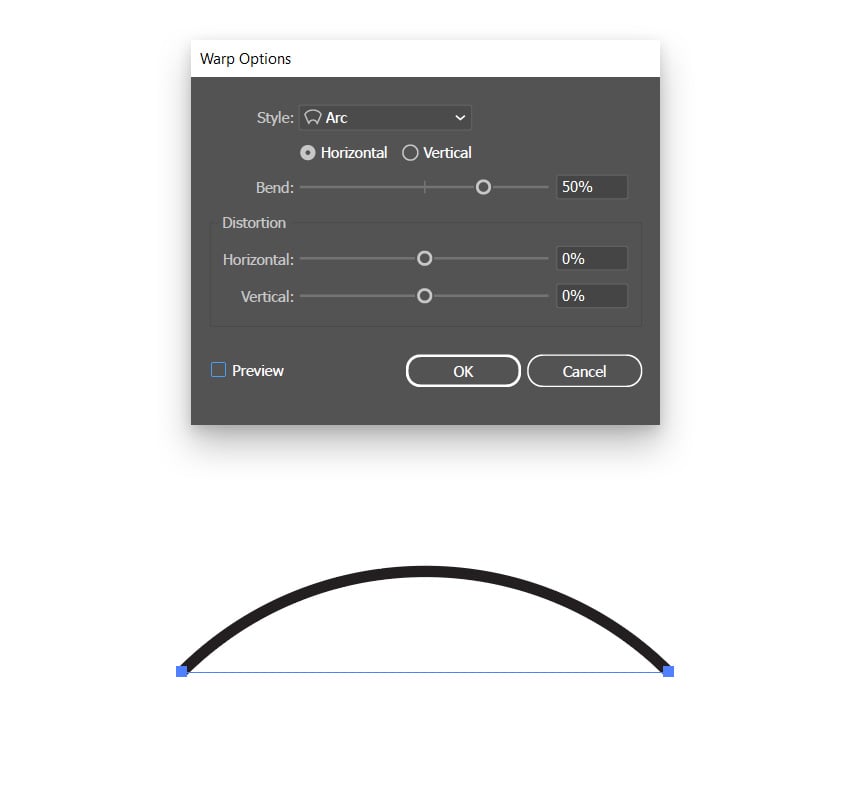 curve line illustrator warp effect