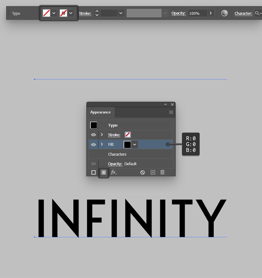 add fill to a text in illustrator using the appearance panel