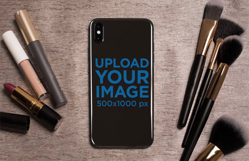 iPhone Custom Sticker Mockup With Makeup