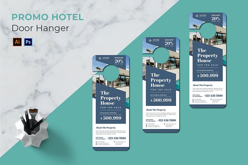 Photoshop PSD Property Open House Door Hanger Template 