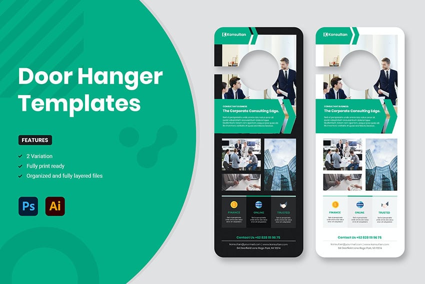 Door Hanger Template Vector Illustrator 