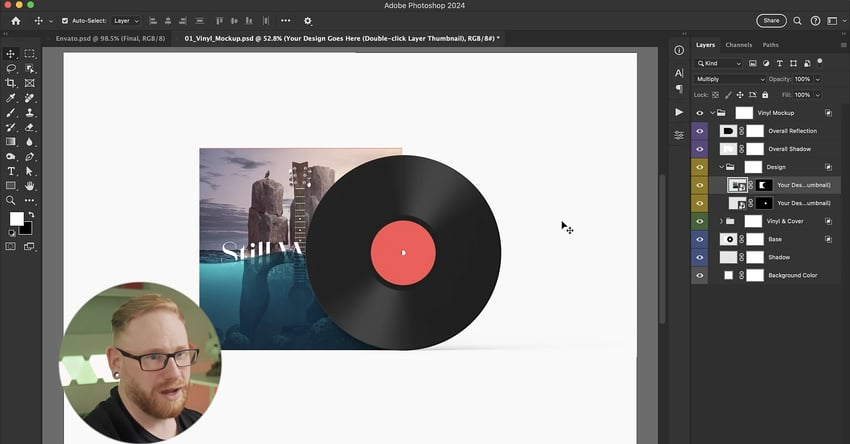 paste your design into the Smart Object of the album cover mockup
