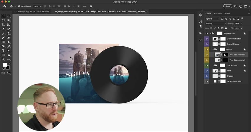 paste your design into the Smart Object for the vinyl