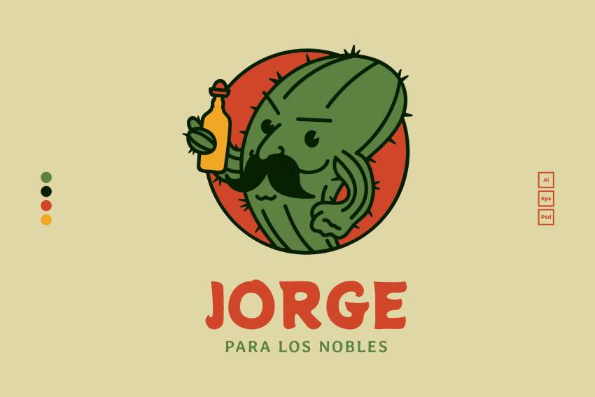 Cactus Tequila Retro Mascot Logo