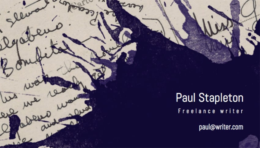 Business Card Maker for Writer with Ink Texture