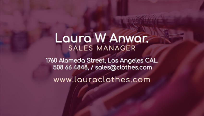 Fashion Sales Manager Business Card Template