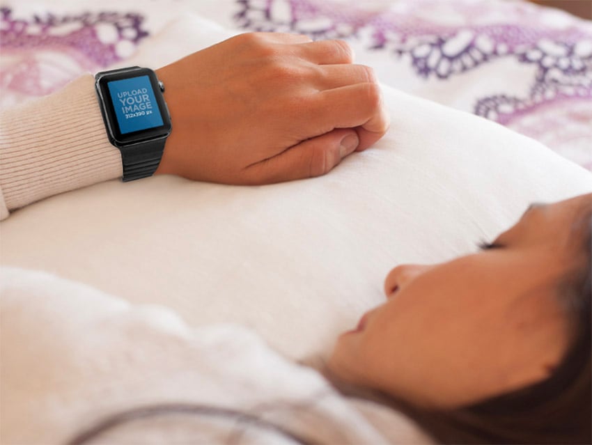  Apple Watch Stock Photo of Young Woman Taking a Nap