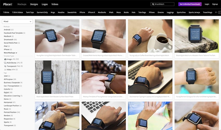 Navigate to Placeits Smartwatch Mockup Page