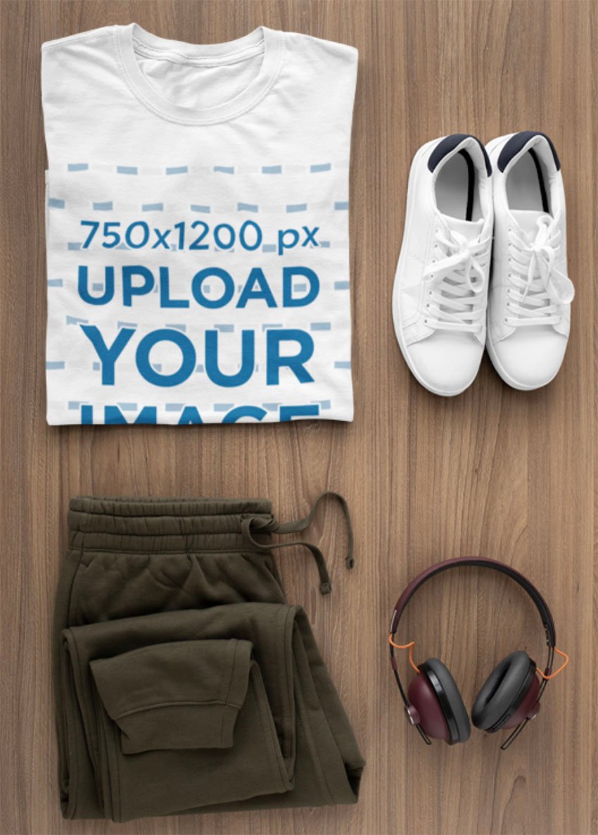 T-Shirt Mockup of a Flat Lay Outfit for Men