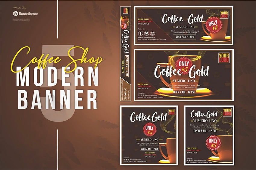 Coffee Shop Banner Pack Template