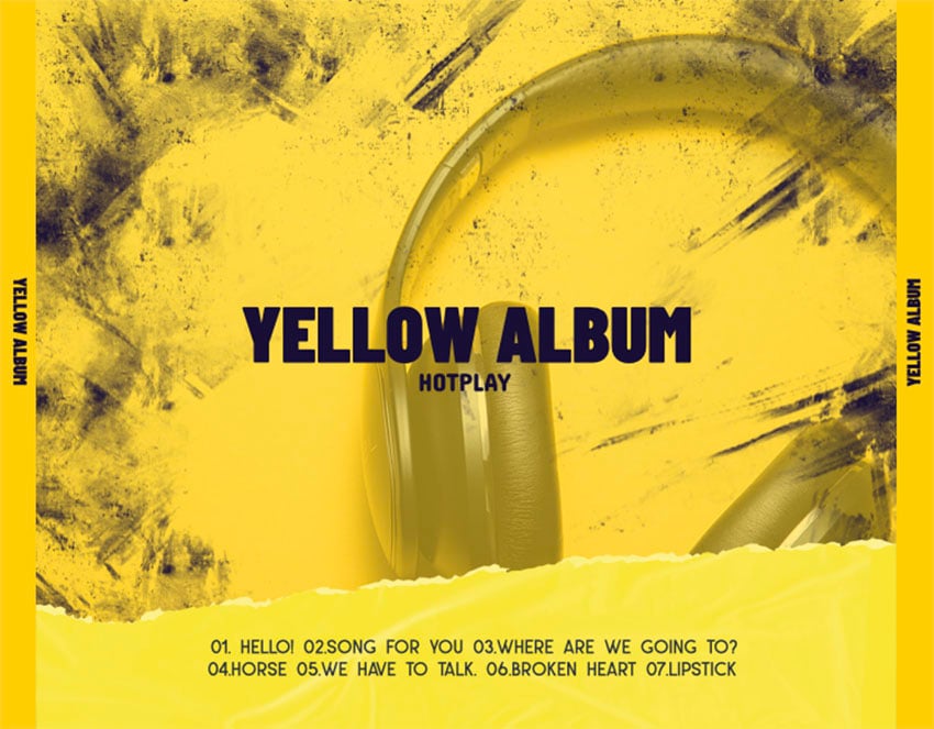 Album Art Back Cover Template Featuring a Scratch Filter