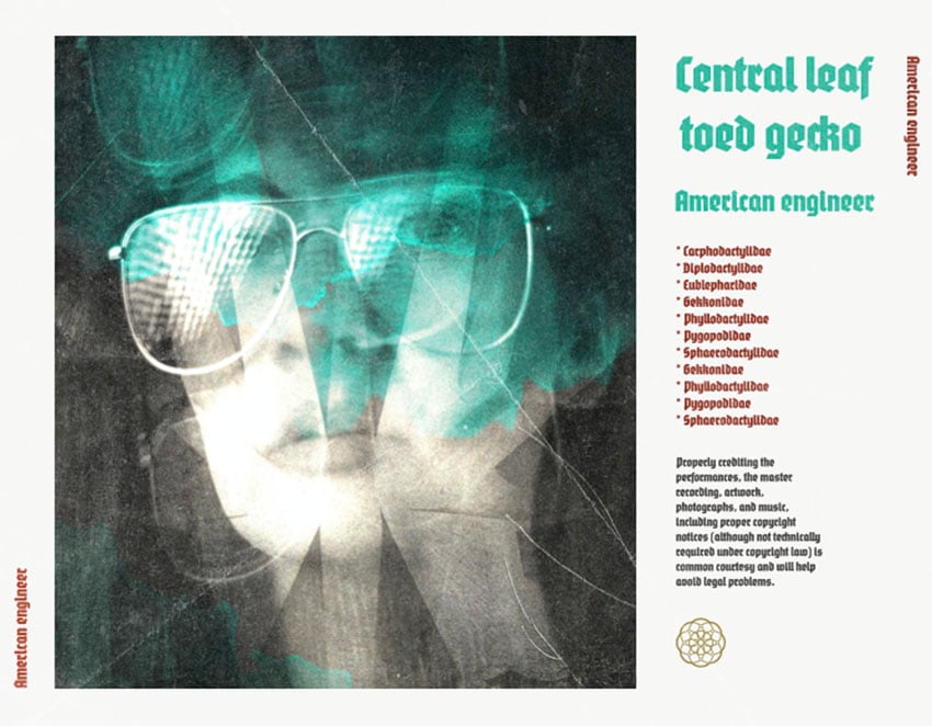 Album Back Cover Art Template with a Collage Portrait Graphic