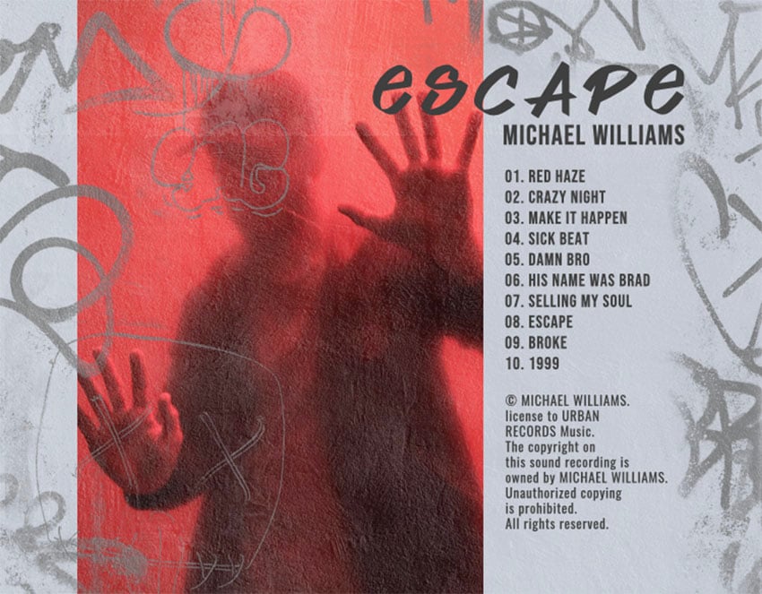 Back of CD Cover Information Featuring Graffiti Scribbles