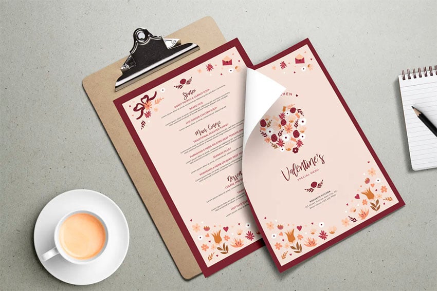 Valentines Menu Template