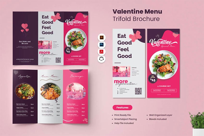 Valentine's Day Food Menu Template