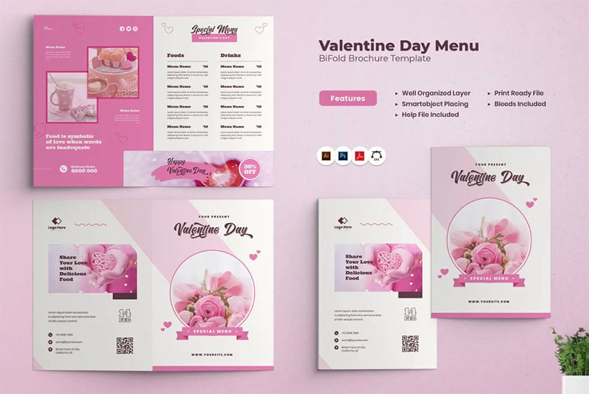Valentine's Day Food Menu Template 
