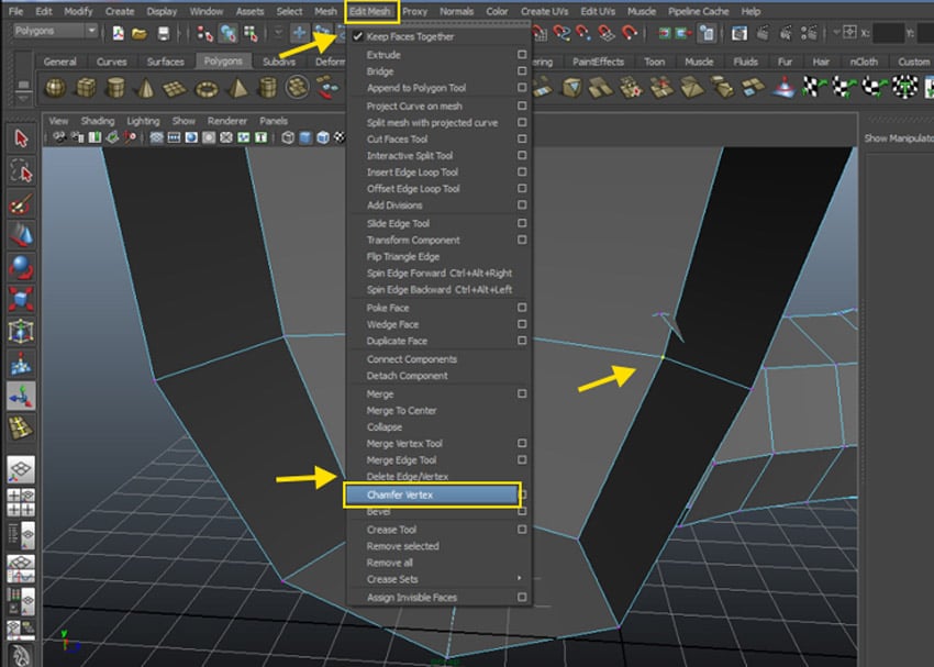  Edit Mesh  Chamfer Vertex