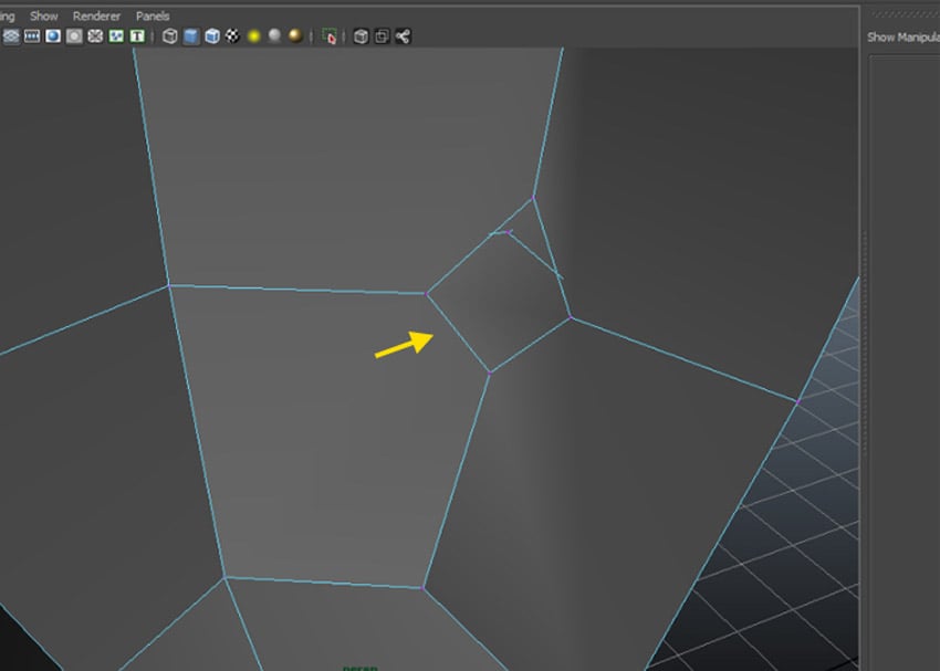 The chamfered vertex