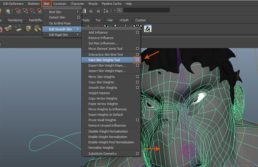 Skin  Edit Smooth Skin  Paint Skin Weight Tool